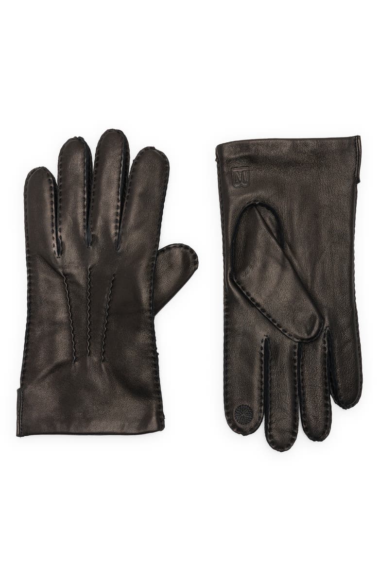 Bruno Magli Cashmere Lined Leather Touchscreen Gloves, Main, color, Black