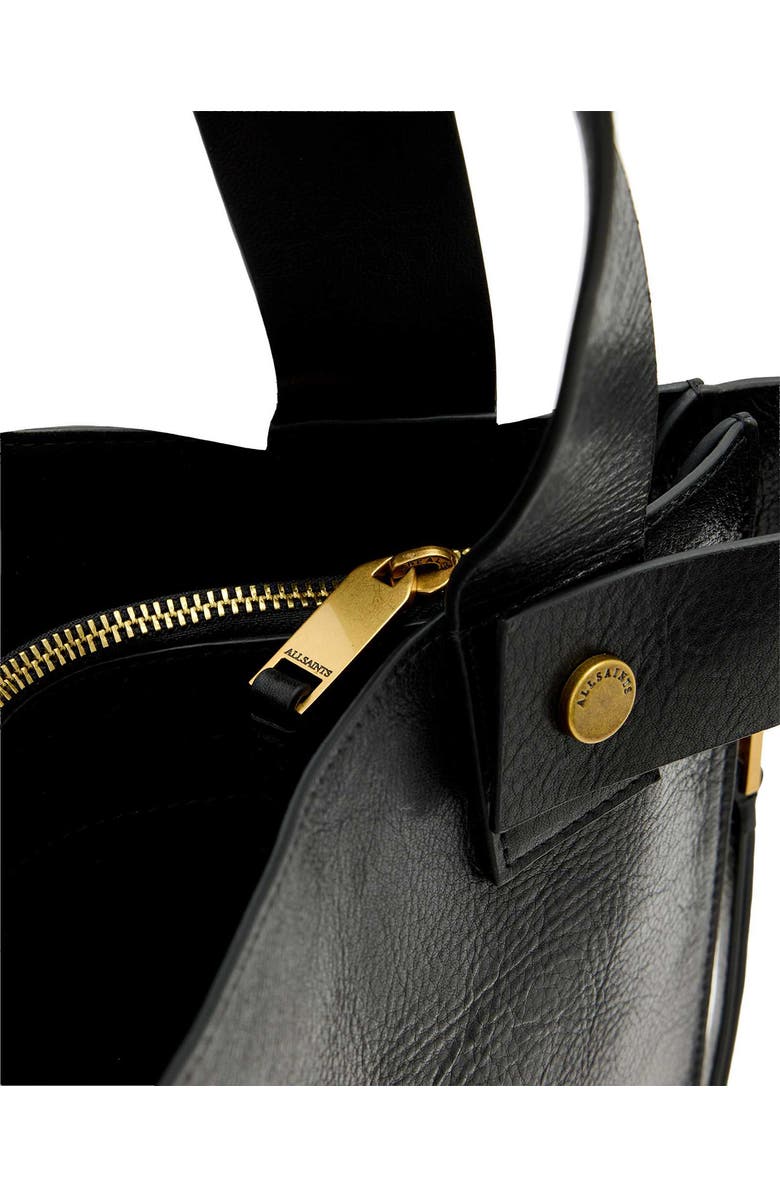 AllSaints Marlo Leather East/West Tote, Alternate, color, Black