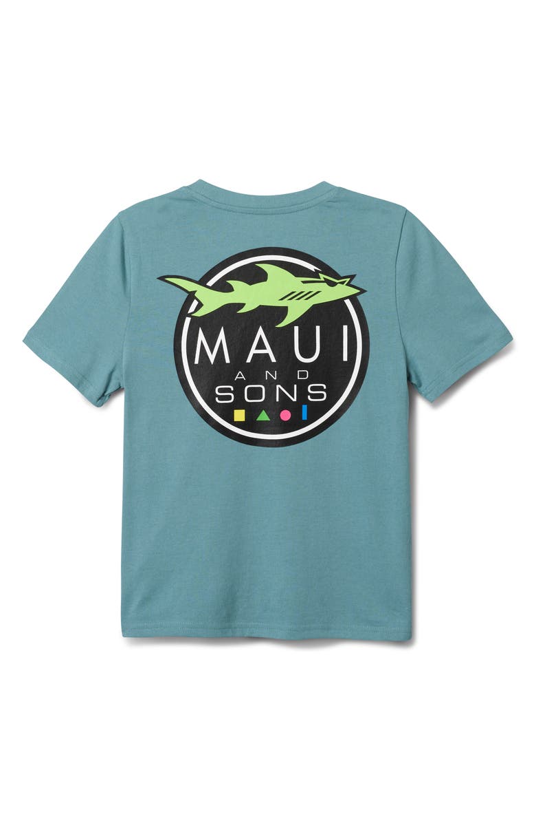 Maui & Sons Shark Logo Graphic T-Shirt, Alternate, color, Steel Blue