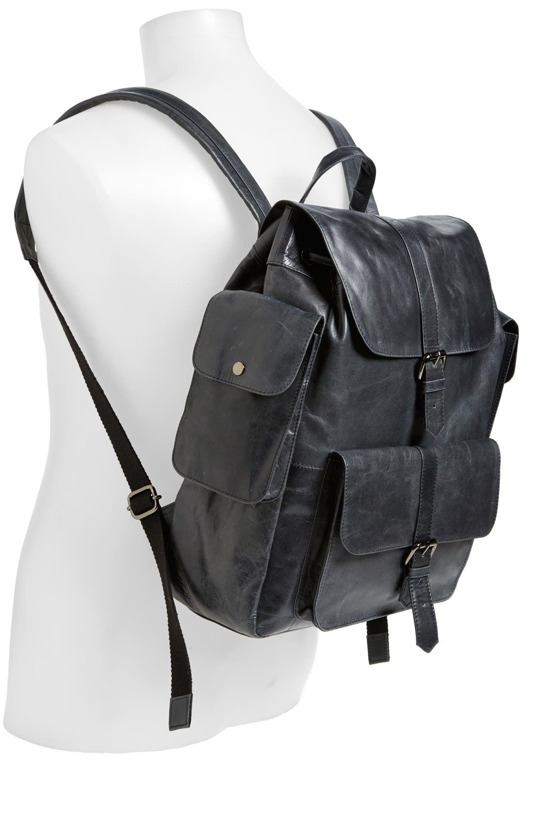 Topman Leather Backpack, Alternate, color, 