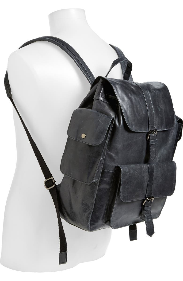 Topman Leather Backpack, Alternate, color,