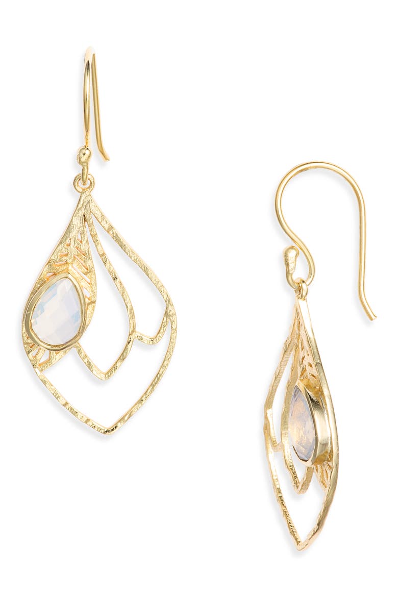 Mariposa Wings Opalite Drop Earrings, Main, color, GOLD