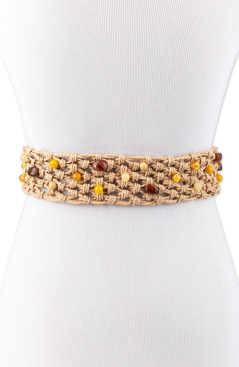 Sam Edelman Bead Raffia Macramé Belt, Alternate, color, Natural