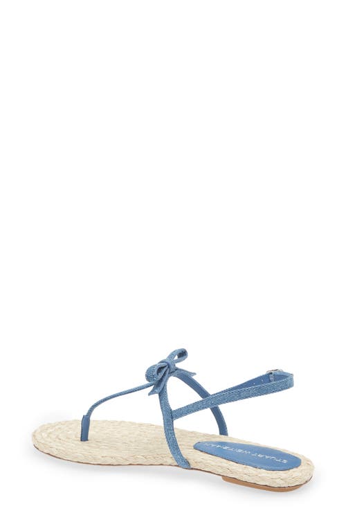 Stuart Weitzman Felicity Denim Bow T-strap Sandals In Washed/natural