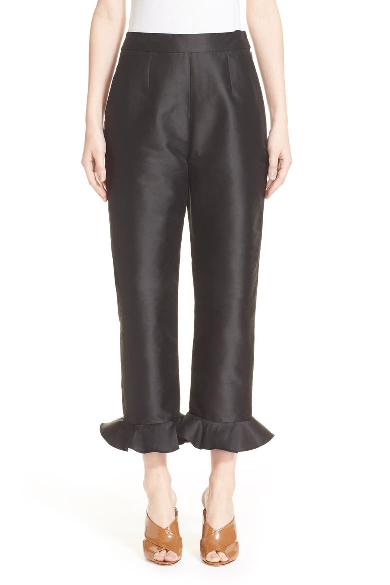 Classic Flounce Slim Pants, Main, color, BLACK