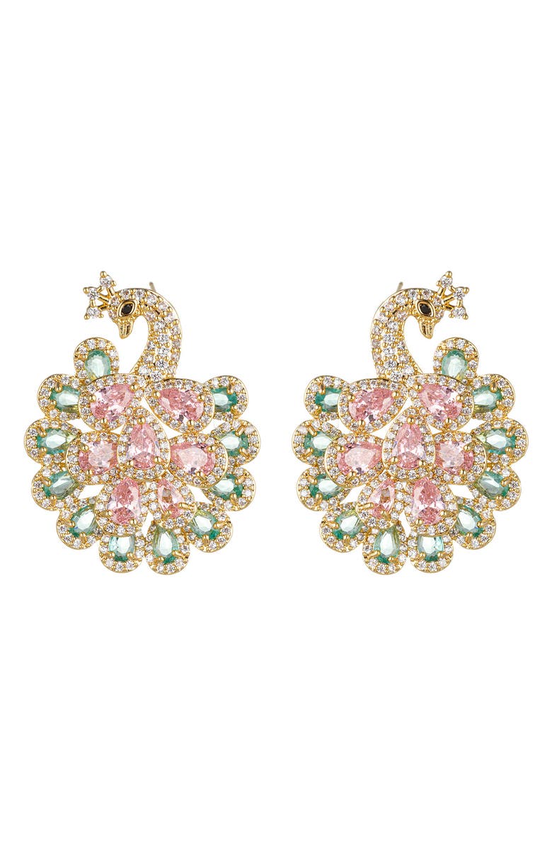 EYE CANDY LOS ANGELES Niloufar Peacock Stud Earrings, Main, color, Gold