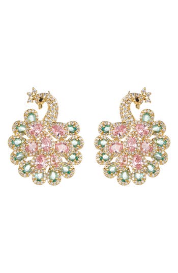 Eye Candy Los Angeles Niloufar Peacock Stud Earrings In Gold