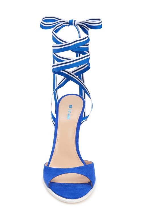 Betzábe Norma Ankle Wrap Sandal In Blue Suede White Detail
