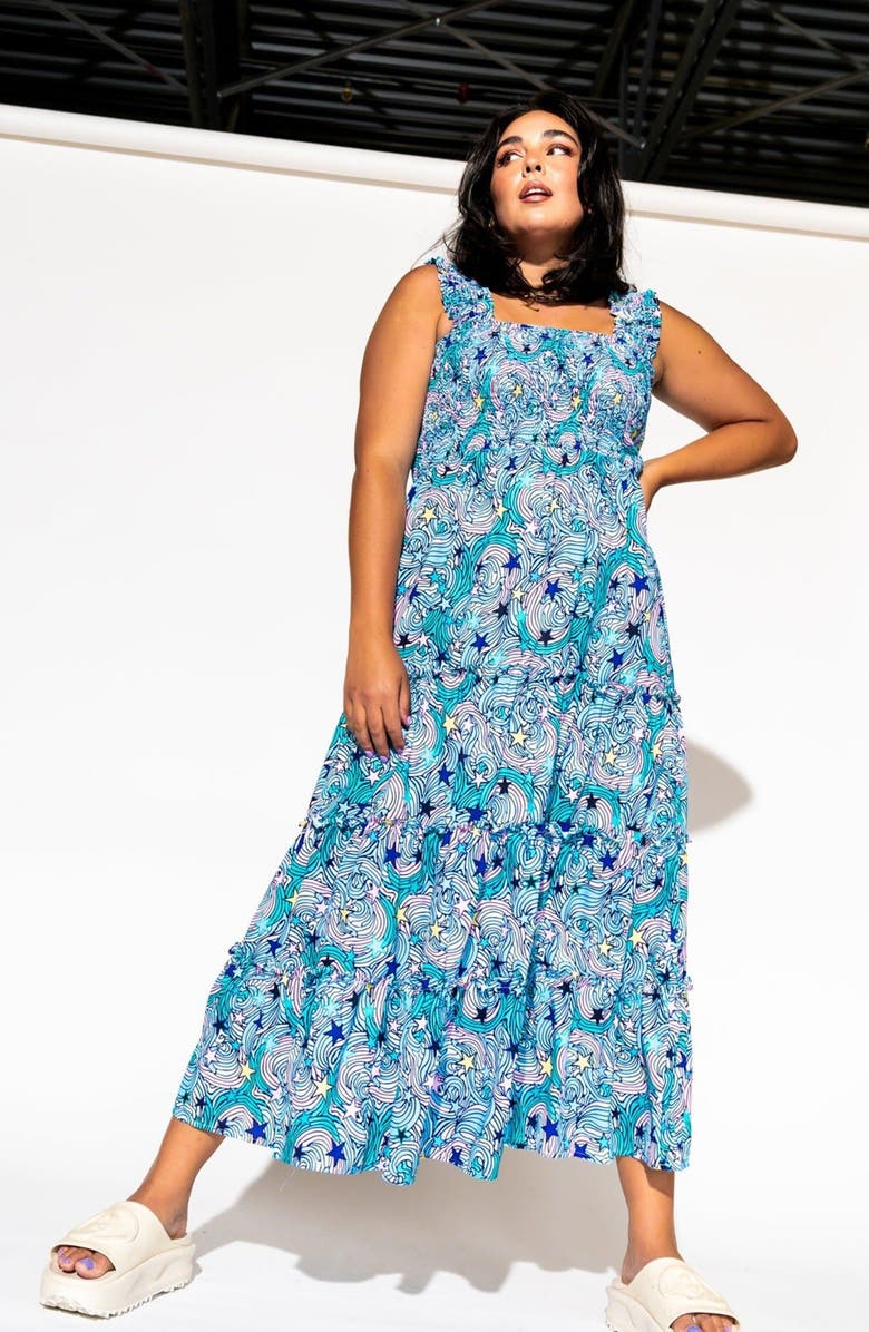 Dressed in Lala Rule Breaker Smocked Maxi Sundress, Alternate, color, Wonder Girl