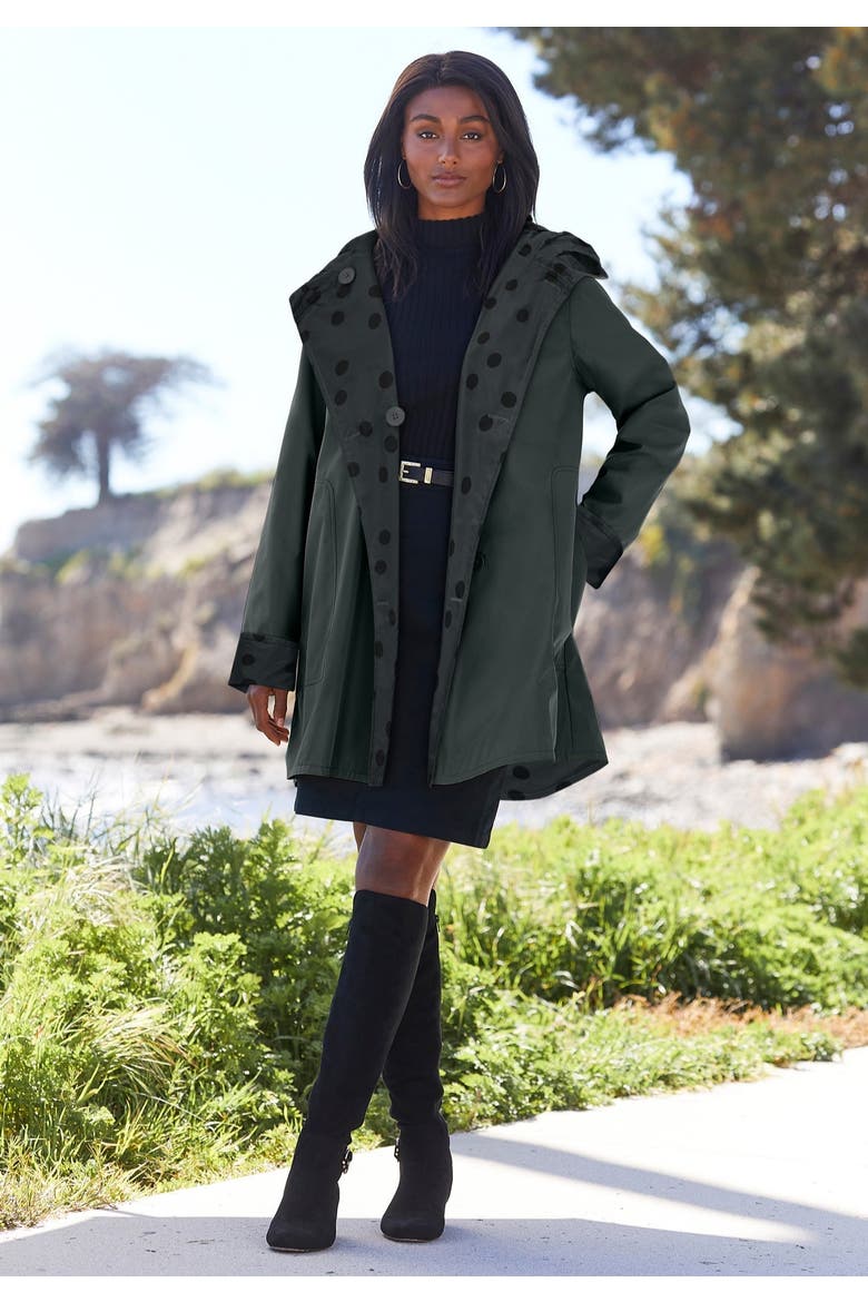 Reversible A-Line Raincoat, Alternate, color, DARK CHARCOAL DOT