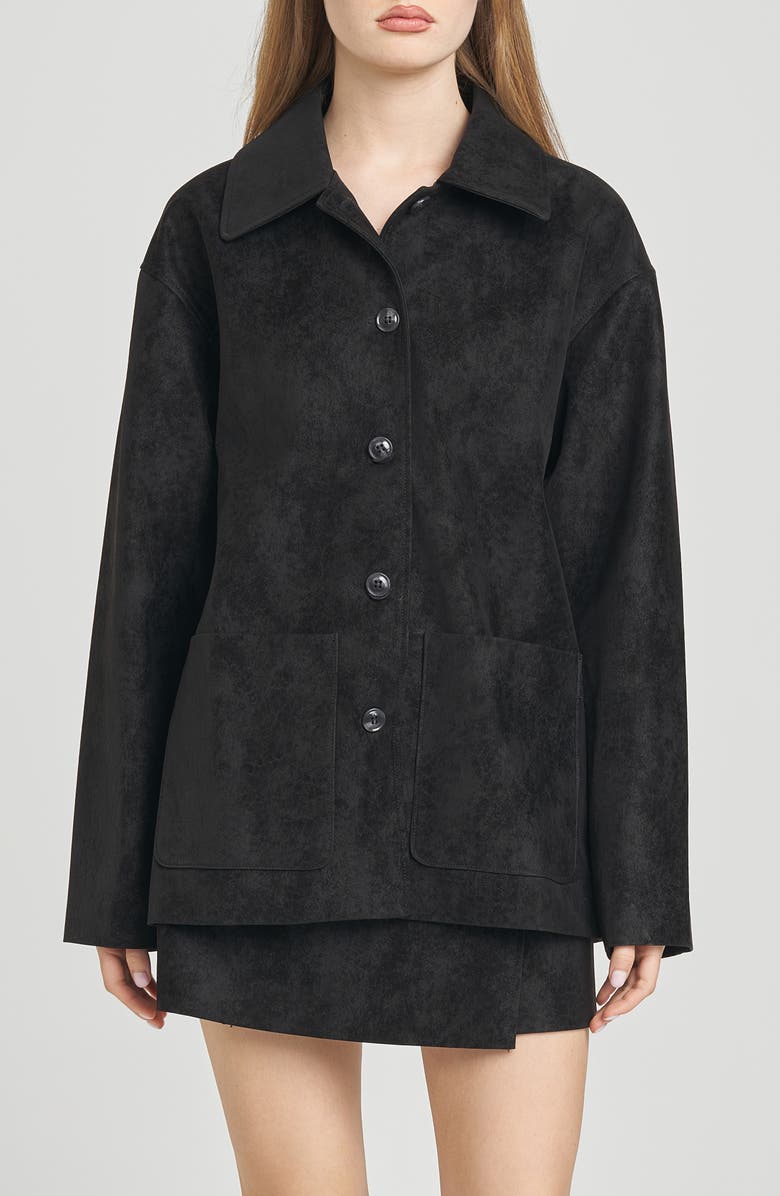 WAYF Rita Faux Suede Jacket, Main, color, Black