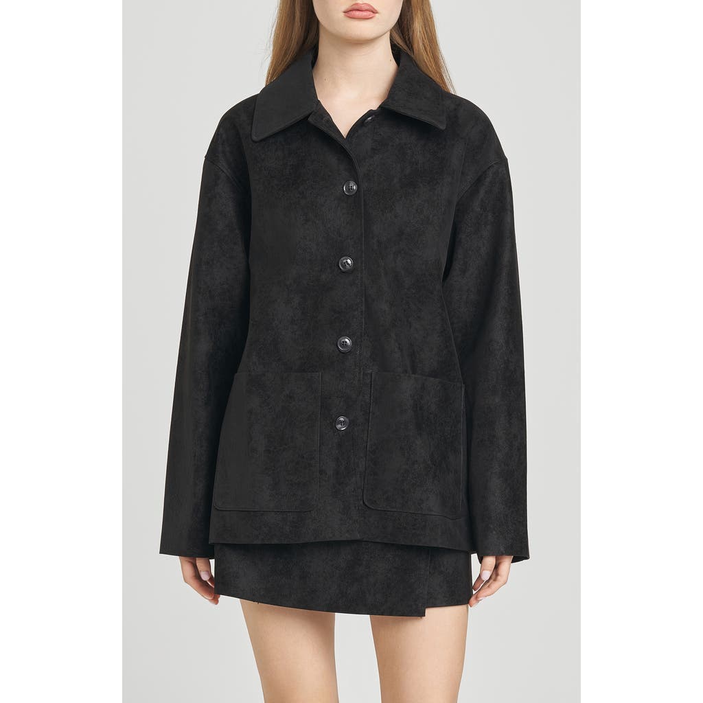 Wayf Rita Faux Suede Jacket In Black
