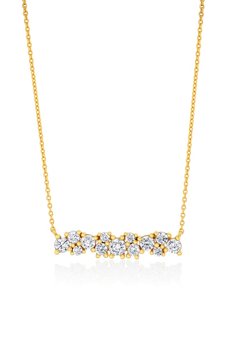 Brilliant Cubic Zirconia Bar Pendant Necklace, Main, color, 18KT YELLOW GOLD / CLEAR STONE