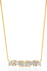 Crislu Brilliant Cubic Zirconia Bar Pendant Necklace