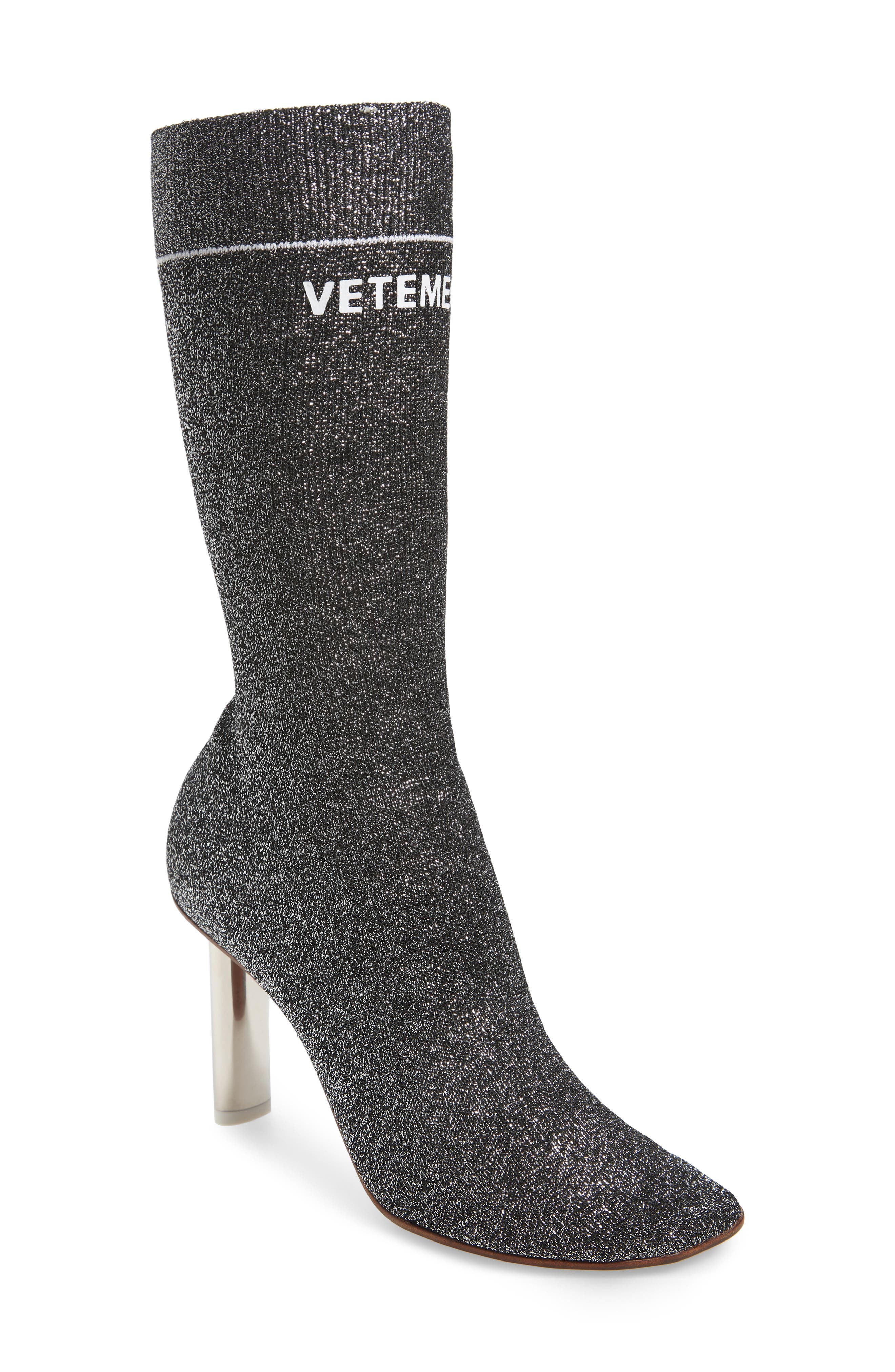 Lurex Sock Boot, Main, color, SILVER/SILVER HEEL - 814