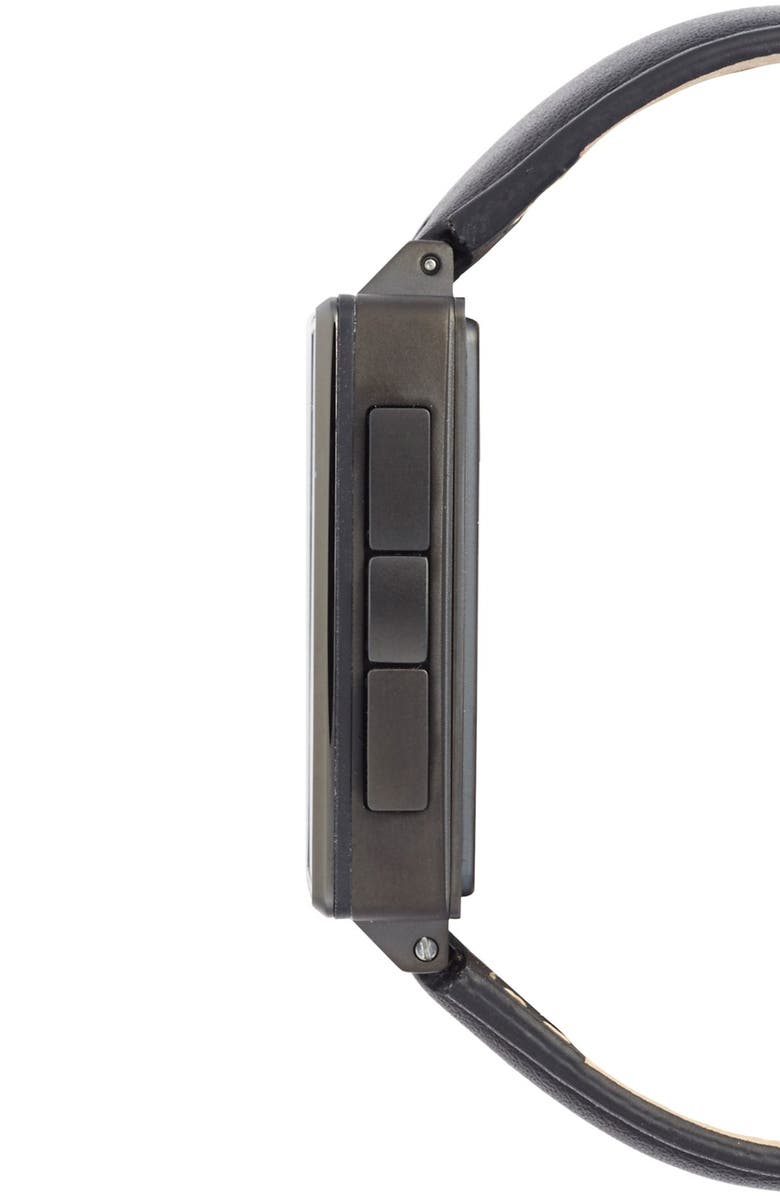 Pebble Rectangular Leather Strap Smart Watch, 43mm, Alternate, color, 