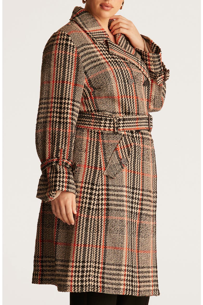 Bella Double Breasted Check Coat, Alternate, color, TANGERINE CHECK
