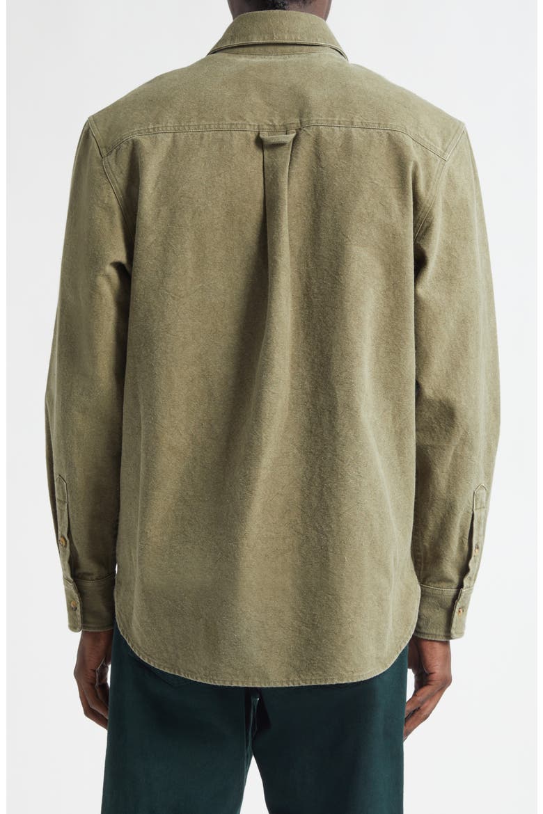 Washed Cotton Canvas Button-Up Shirt, Alternate, color, MOSS