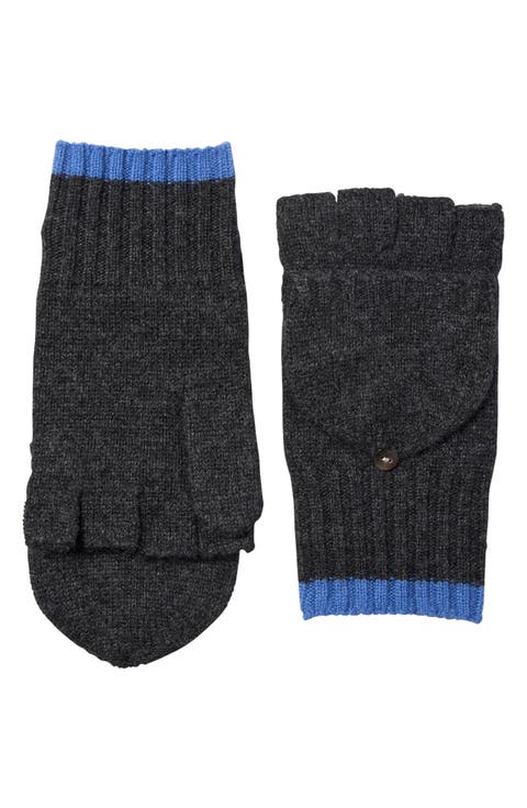 Pop Top Fingerless Cashmere Knit Gloves