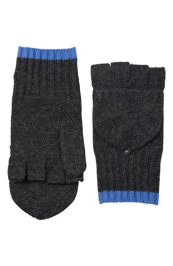 Amicale Pop Top Fingerless Cashmere Knit Gloves In Blue