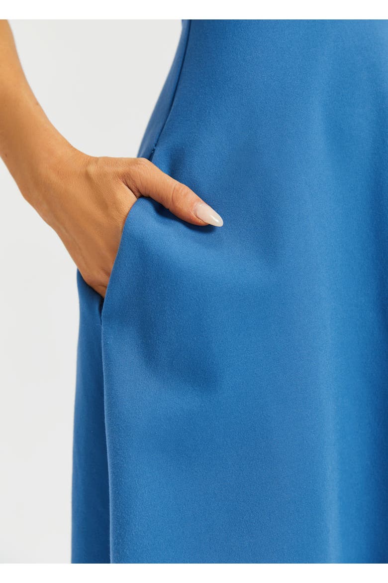Sleeveless Boatneck Fit and Flare Dress, Alternate, color, Denim Blue