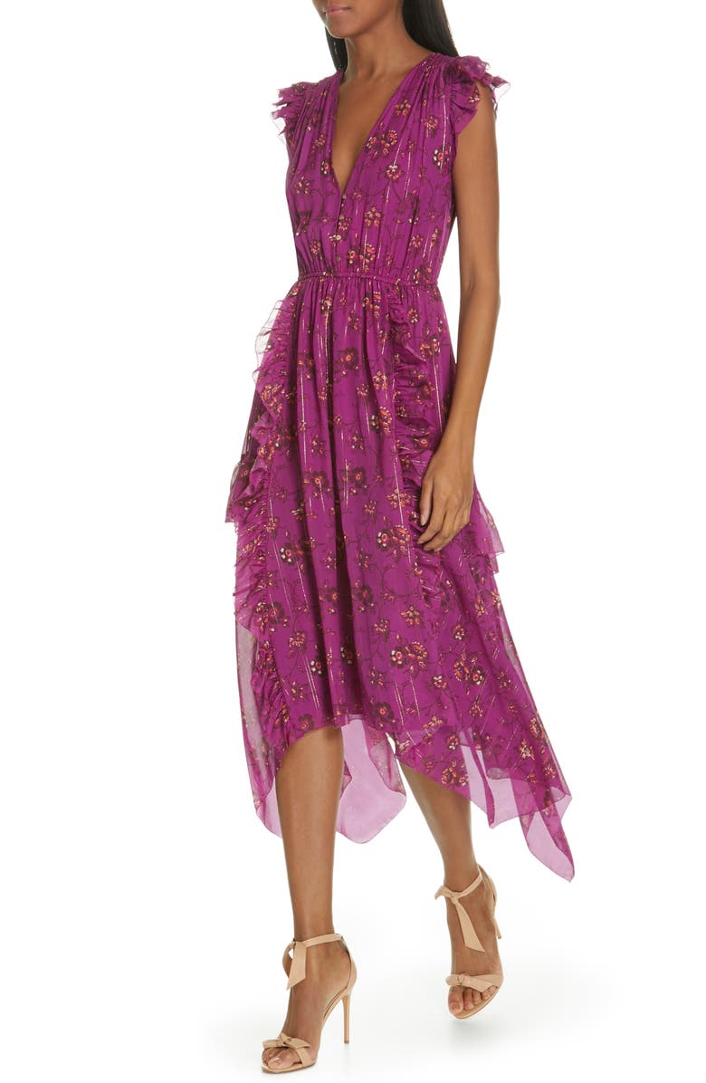 Ulla Johnson Ciel Floral Print Silk Blend Dress, Alternate, color, 