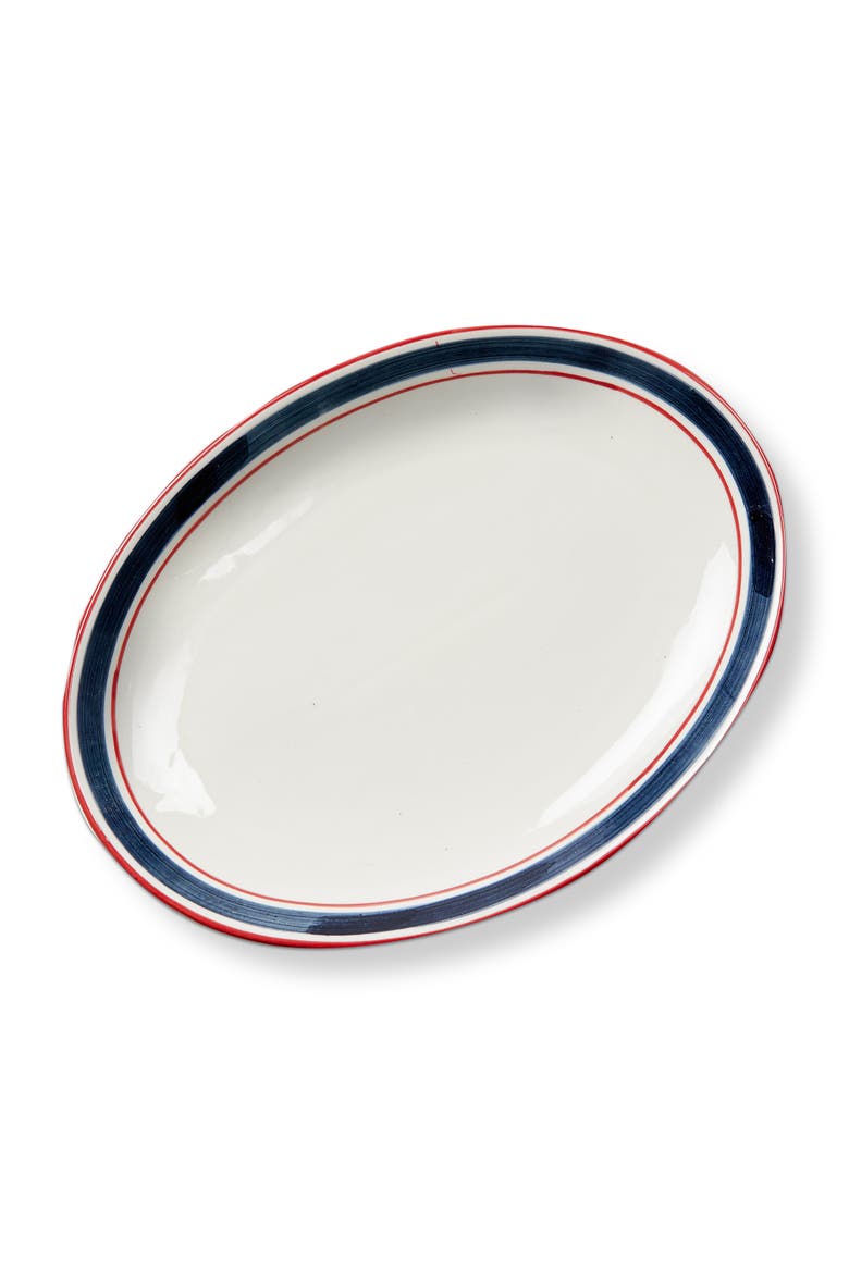 Summer Stripe Serving Platter Dishwasher Safe Perfect for Entertaining, Main, color, White