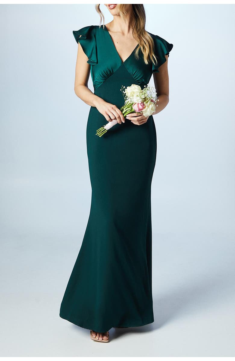 Coast V-Neck Angel Short Sleeve Maxi Dress, Alternate, color, Emerald