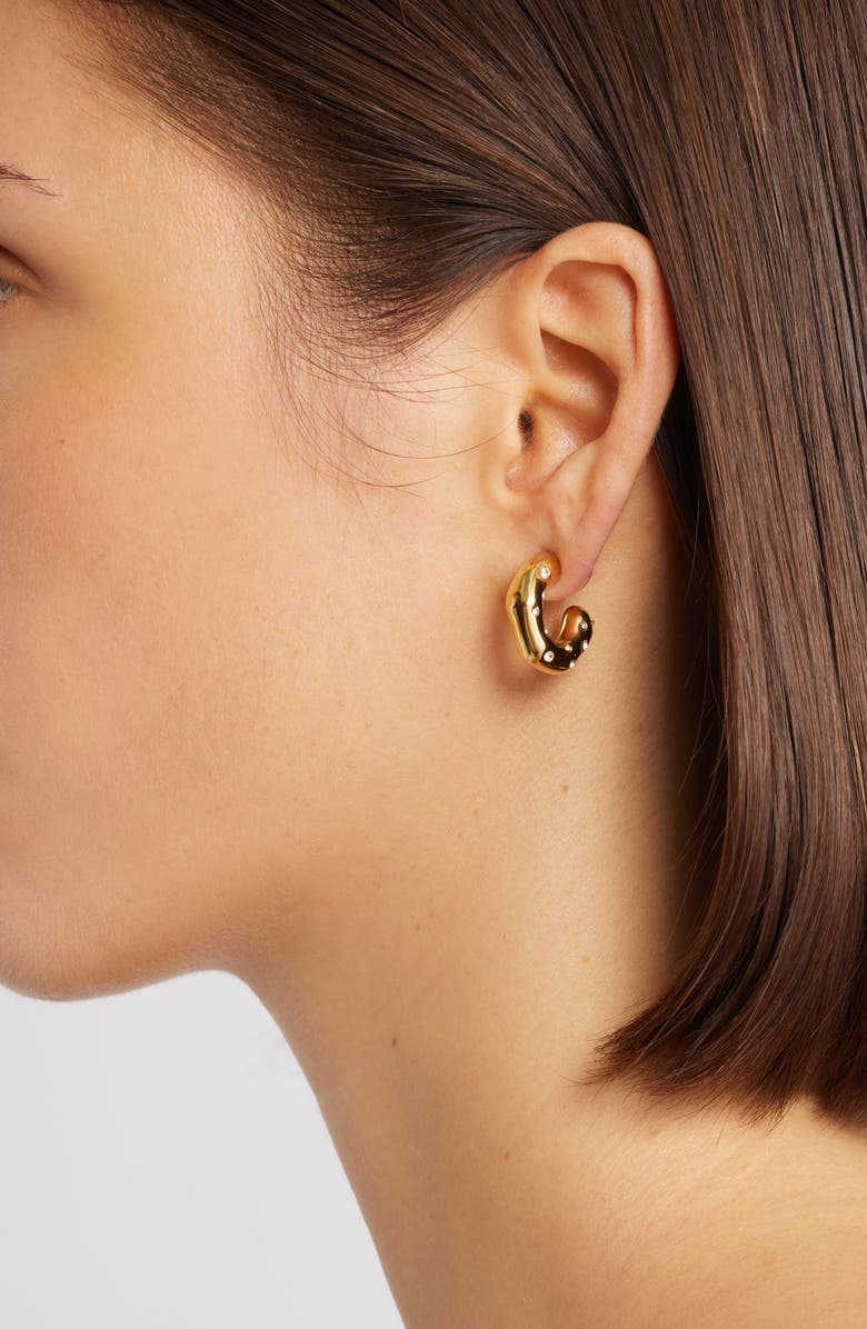 Kenneth Jay Lane Crystal Hoop Earrings, Alternate, color, Gold