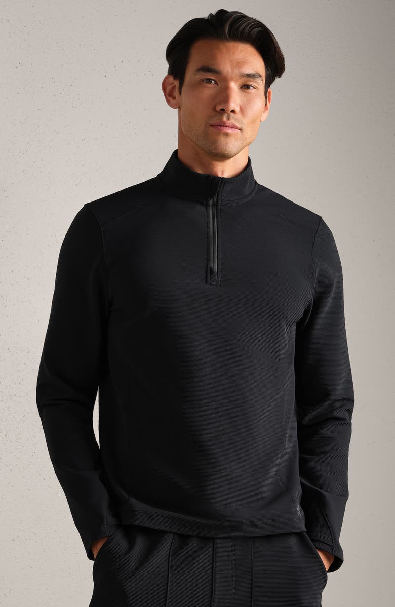 Rhone Covert Rib Quarter Zip Pullover, Alternate, color, Black