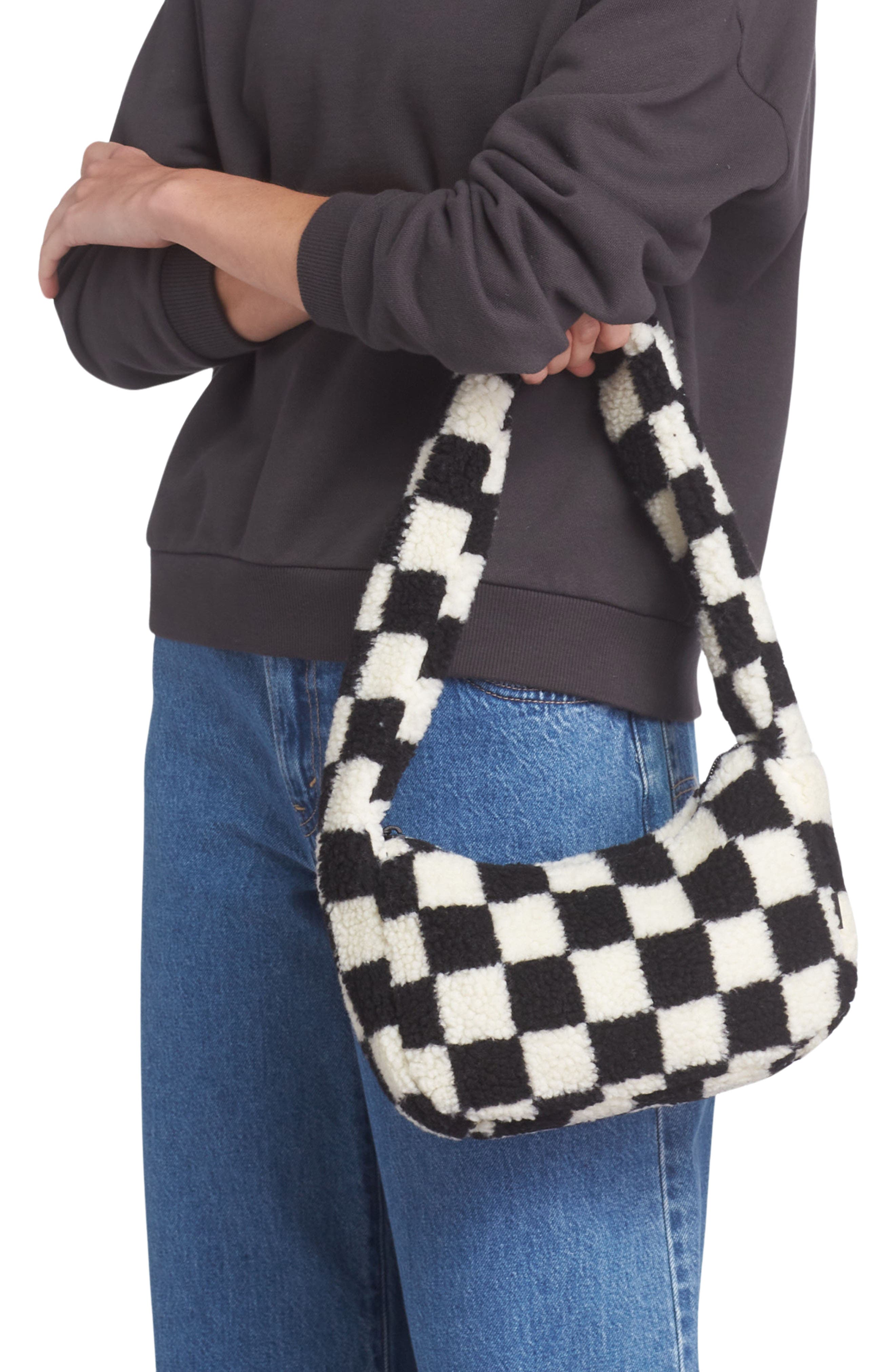 Vans Half Pipe High Pile Fleece Checker Shoulder Bag, Alternate, color, 