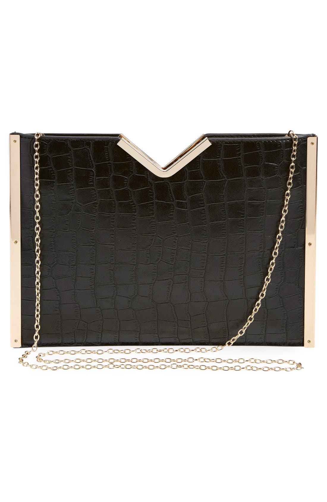 NATASHA Tasha Croc Embossed Clutch, Alternate, color, 