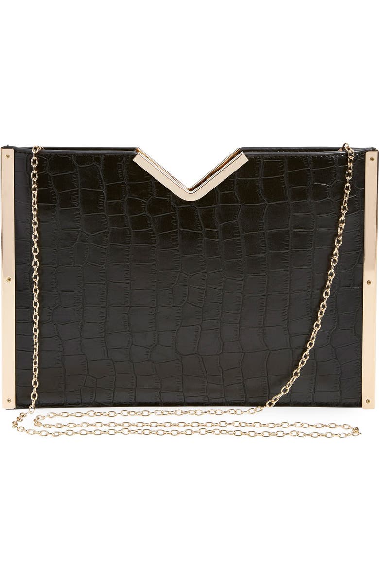 NATASHA Tasha Croc Embossed Clutch, Alternate, color,