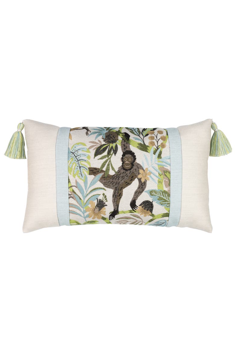 Monteverde Panelled With Tassels Indoor & Outdoor Woven Accent Pillow, Alternate, color, Multi