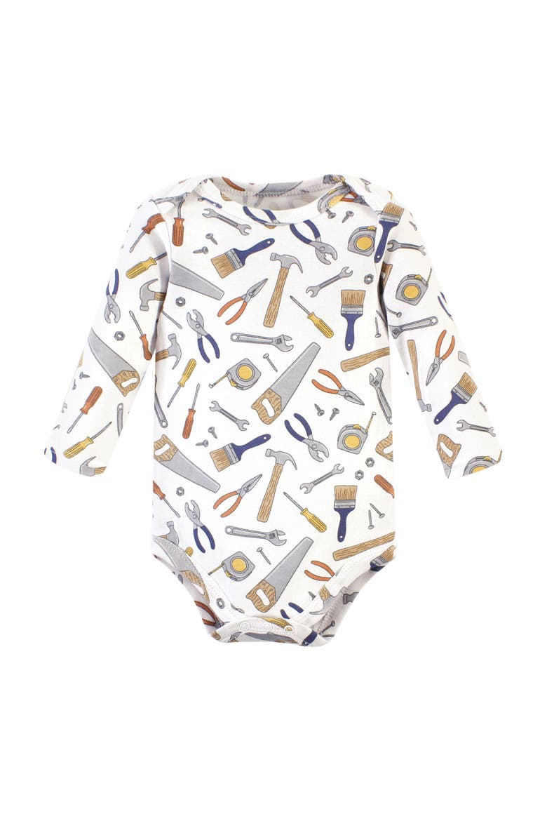 Cotton Long-Sleeve Bodysuits 3-Pack, Alternate, color, Construction Work 3-Pack