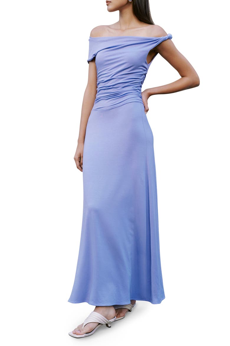 Manon Off the Shoulder Maxi Dress, Alternate, color, PERIWINKLE