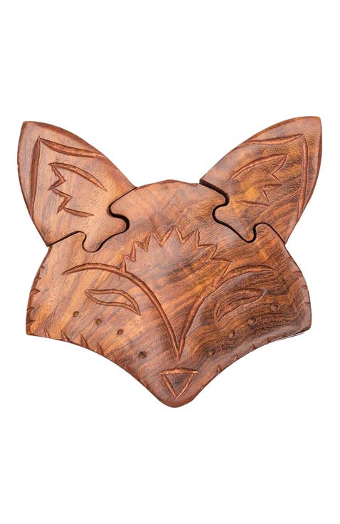Fox Face Puzzle Box - Hand Carved Sustainable Wood