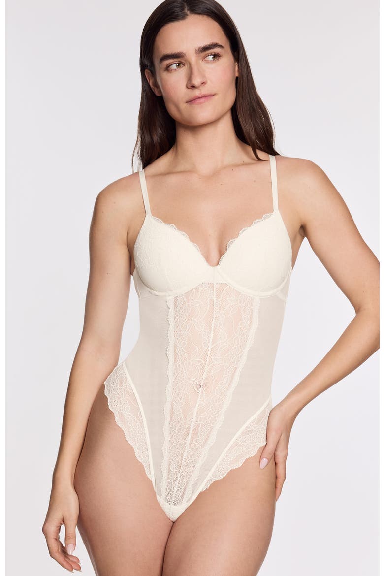 Lace Lift Up Teddy, Alternate, color, Ecru
