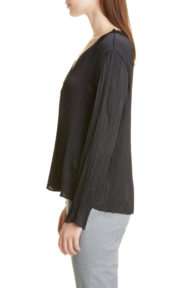 Vince Crushed Pleat V-Neck Top, Alternate, color, 