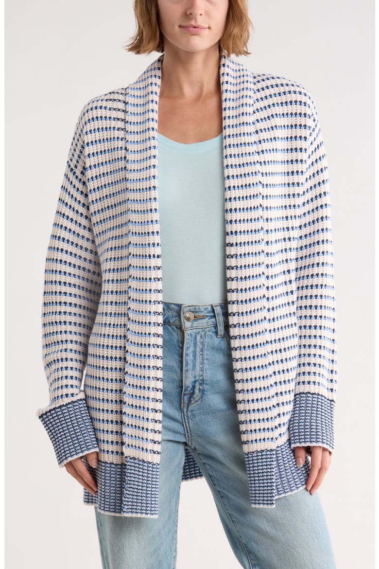 Stripe Open Front Cardigan, Main, color, NAVY BLUE/ MOONSTONE GREY