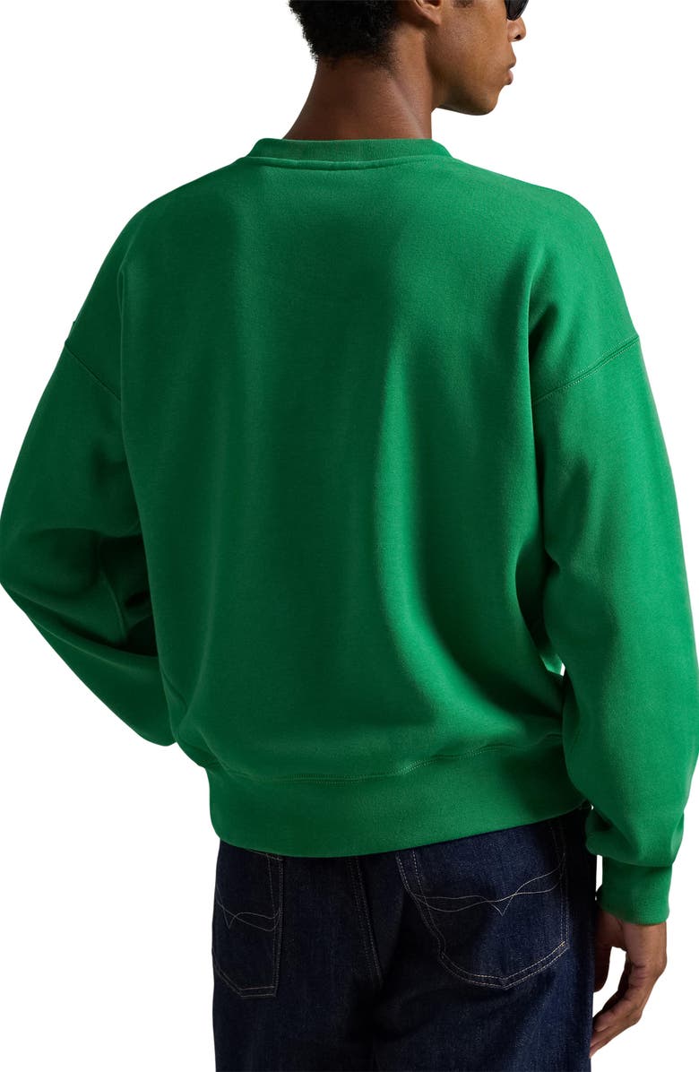 Polo Ralph Lauren Vintage Fit Flag Fleece Crewneck Sweatshirt, Alternate, color, Billard Green