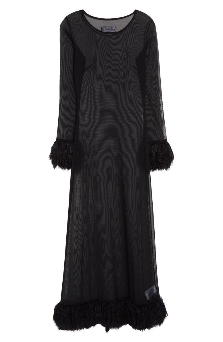 Marine Serre Long Sleeve Faux Fur Trim Mesh Dress | Nordstromrack