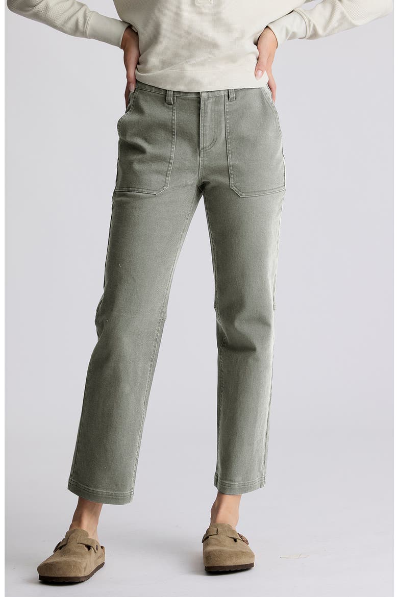 Folly Straight Leg Ankle Stretch Cotton Twill Pants, Main, color, SMOKEY OLIVE