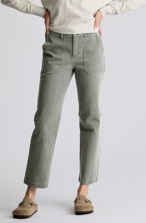 Folly Straight Leg Ankle Stretch Cotton Twill Pants