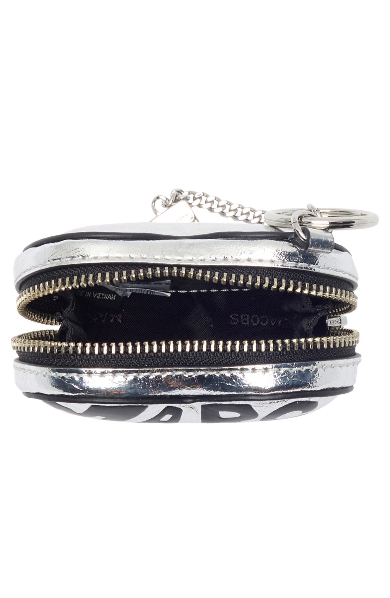 Heart Leather Pouch Bag Charm, Alternate, color, SILVER