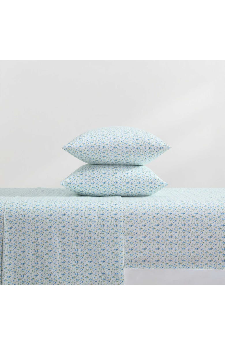 Laura Ashley Evie 200 Thread Count Cotton Percale Sheet Set, Alternate, color, Blue