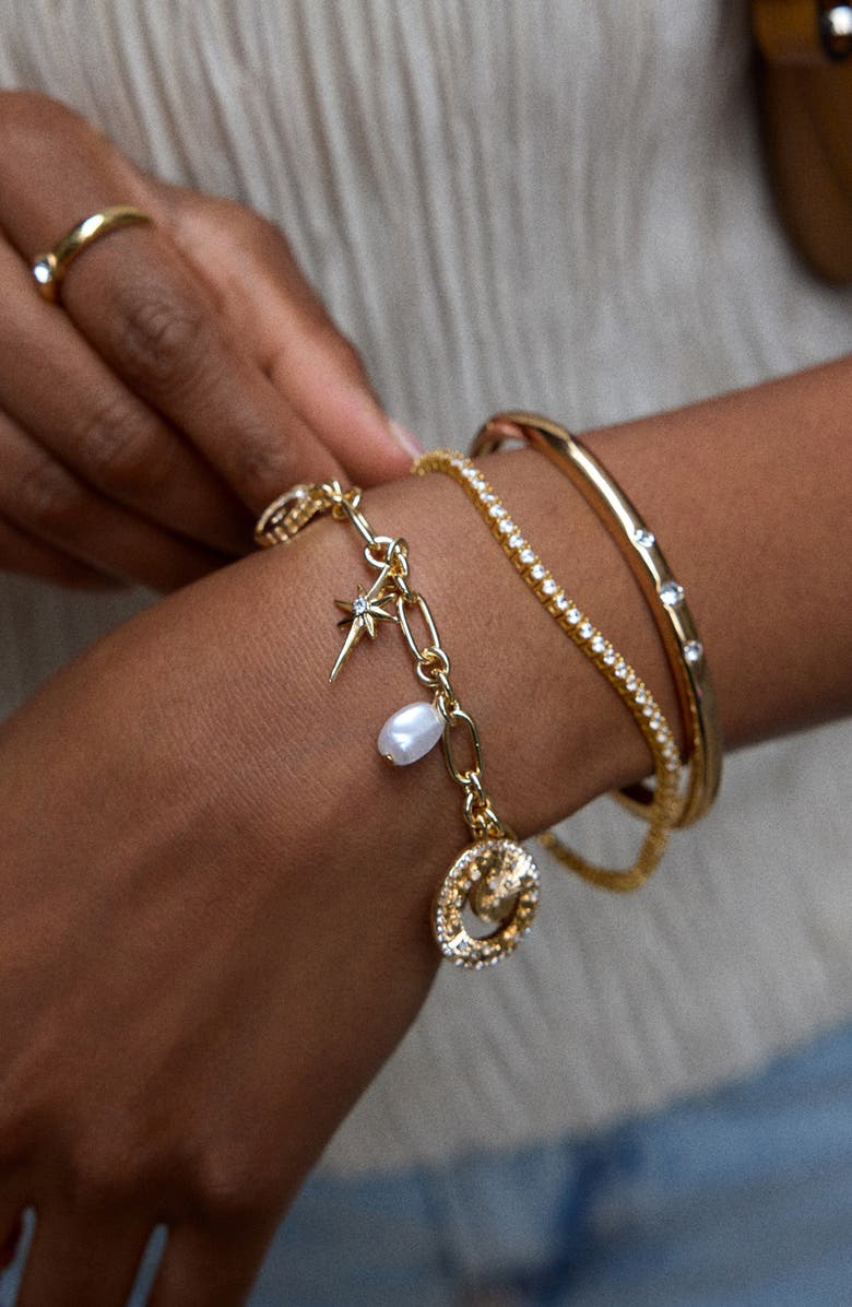 BaubleBar Cressida Celestial Charm Bracelet, Alternate, color, Gold/ Clear