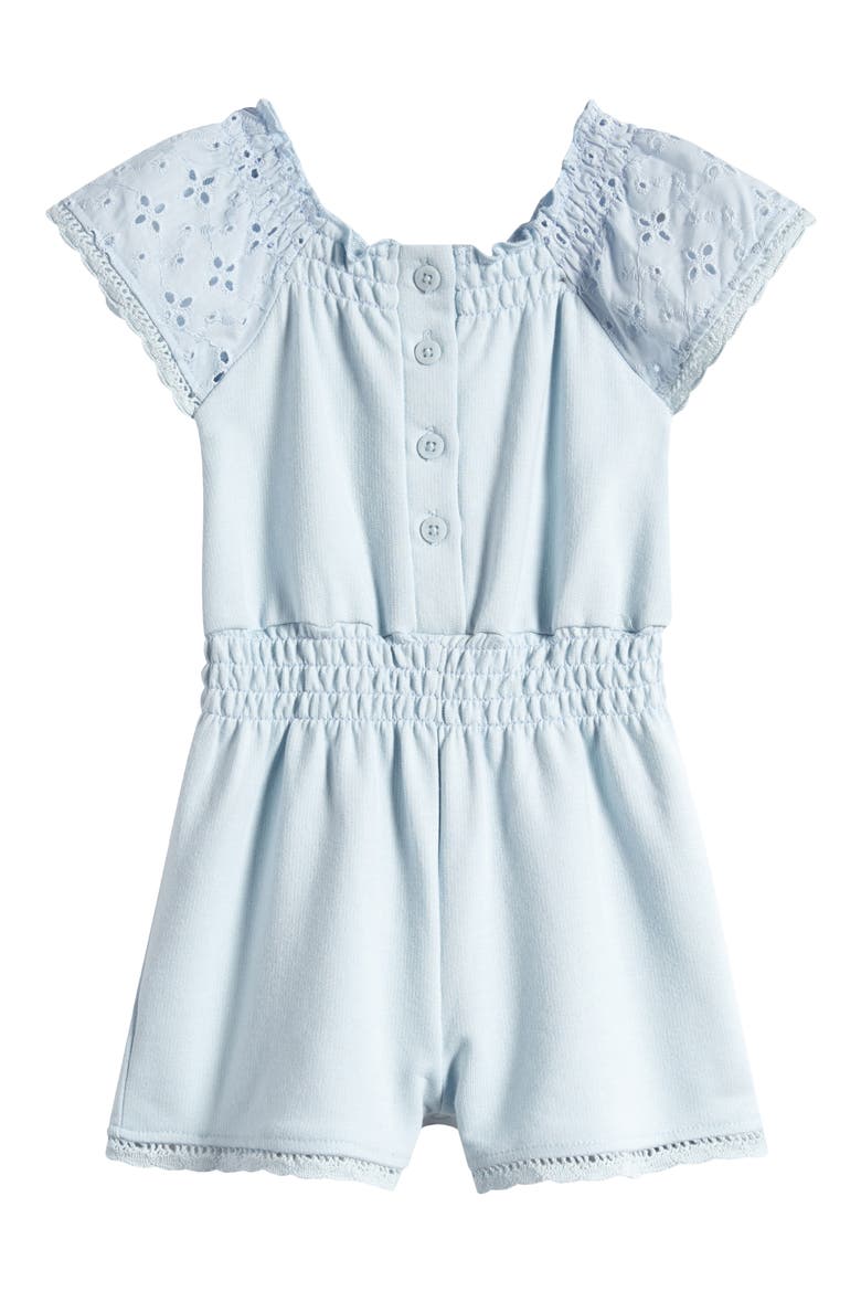 Eyelet Accent Romper, Main, color, OCEAN