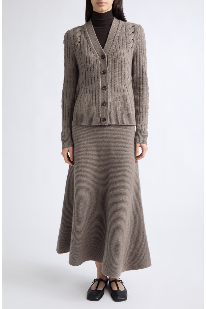Dovie Cashmere Rib Skirt, Alternate, color, TRUFFLE