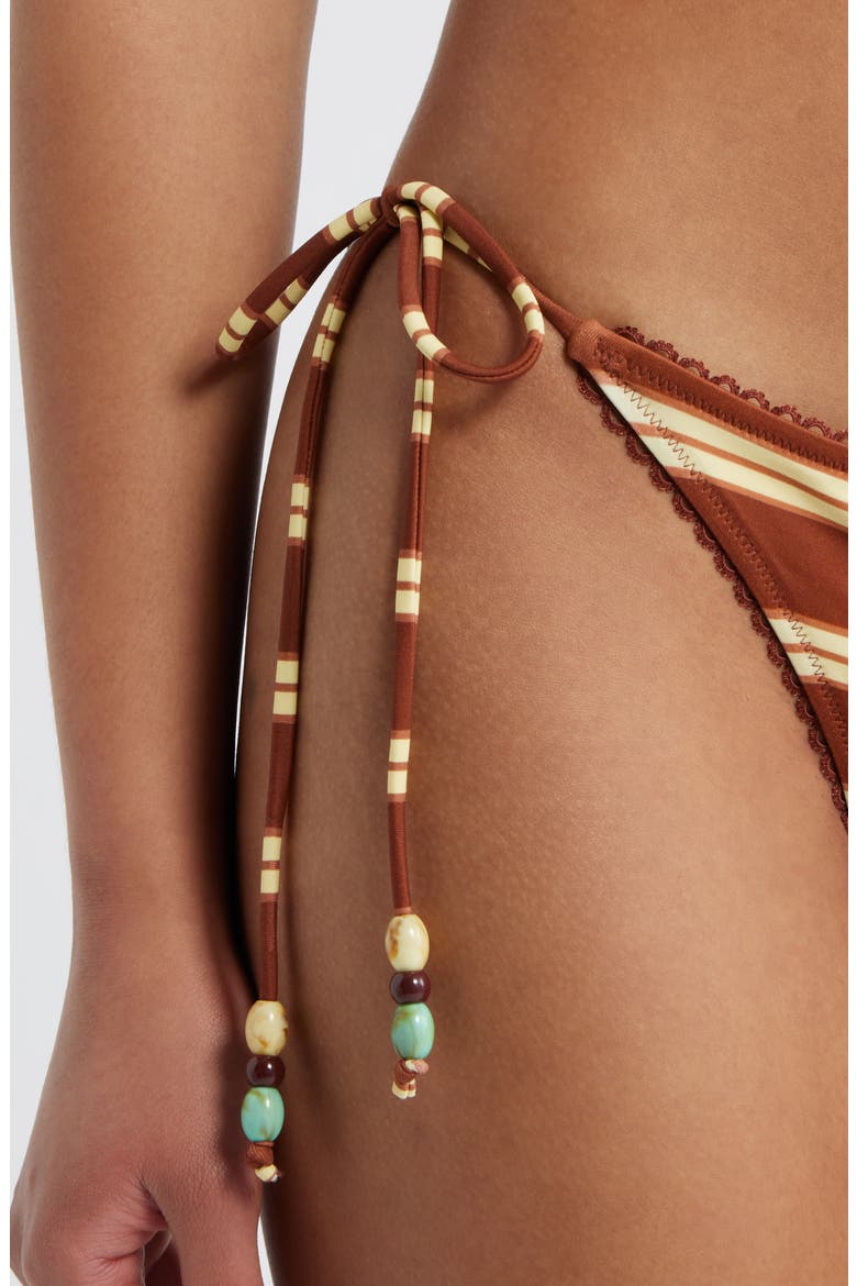 Trudi Stripe Reversible String Bikini Bottoms, Alternate, color, BROWN/ TEAL MULTI